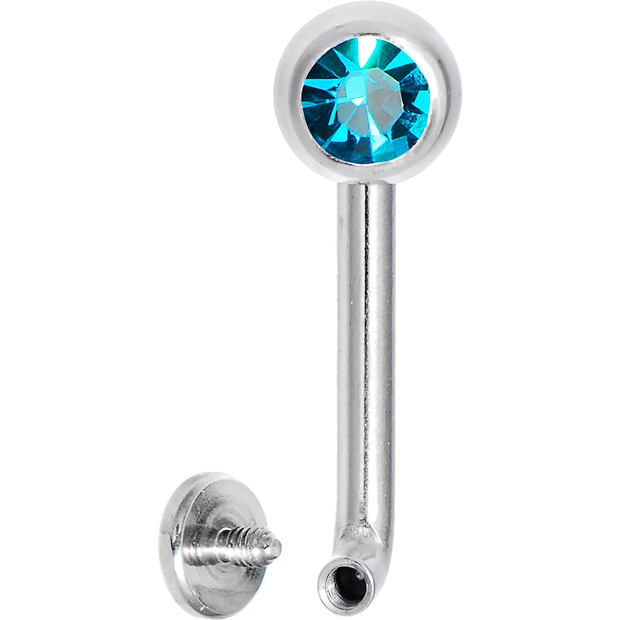 14 Gauge 5mm Zircon Blue Gem Vertical Hood Piercing -3/8 2.5mm Rise
