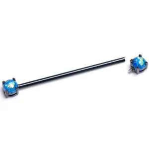 14 Gauge Blue Faux Opal Black Internally Threaded Industrial Barbell 38mm