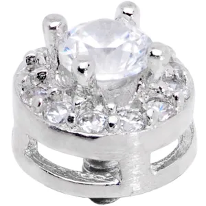 14 Gauge Clear CZ Gem Two Tier Externally Threaded Dermal Anchor Top