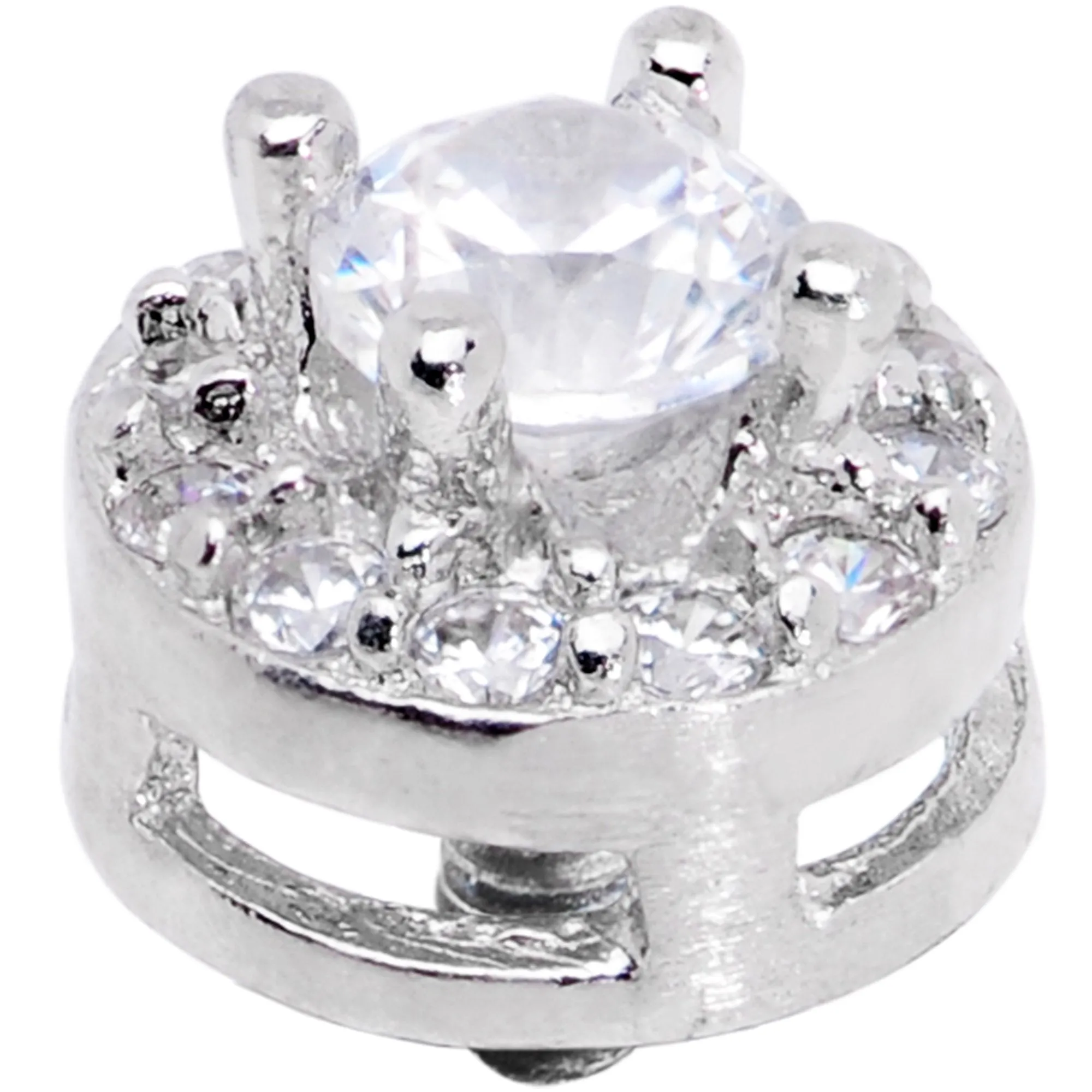 14 Gauge Clear CZ Gem Two Tier Externally Threaded Dermal Anchor Top