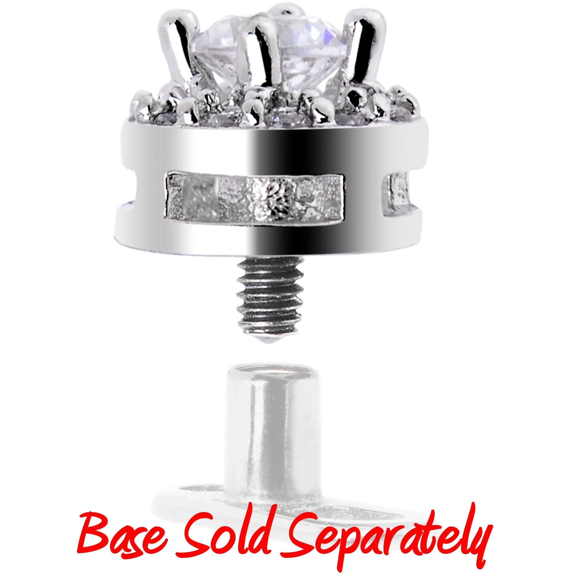 14 Gauge Clear CZ Gem Two Tier Externally Threaded Dermal Anchor Top