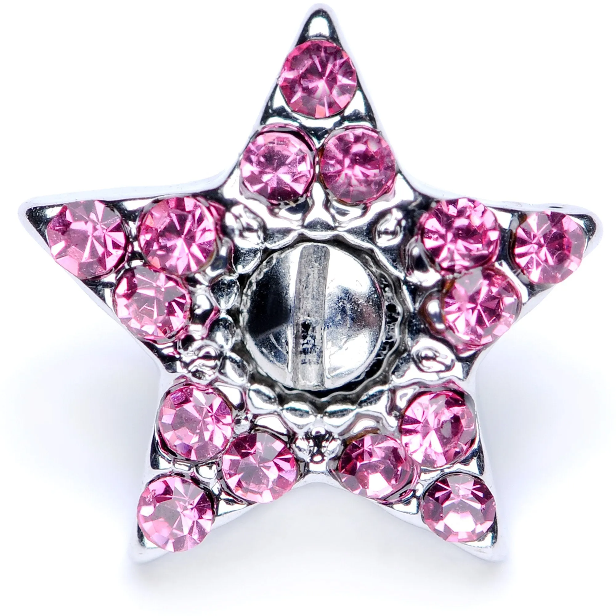 14 Gauge Pink Gem 10mm Five Point Star Dermal Top