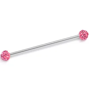 14 Gauge Pink Gem Internally Threaded Disco Industrial Barbell 38mm