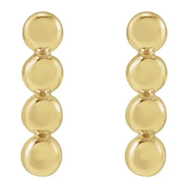 14K Beaded Bar Studs