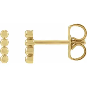 14K Beaded Bar Studs