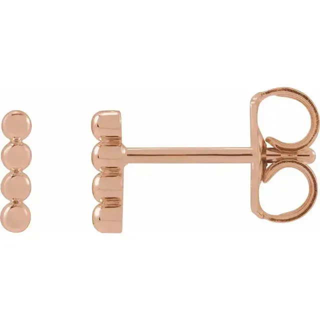 14K Beaded Bar Studs