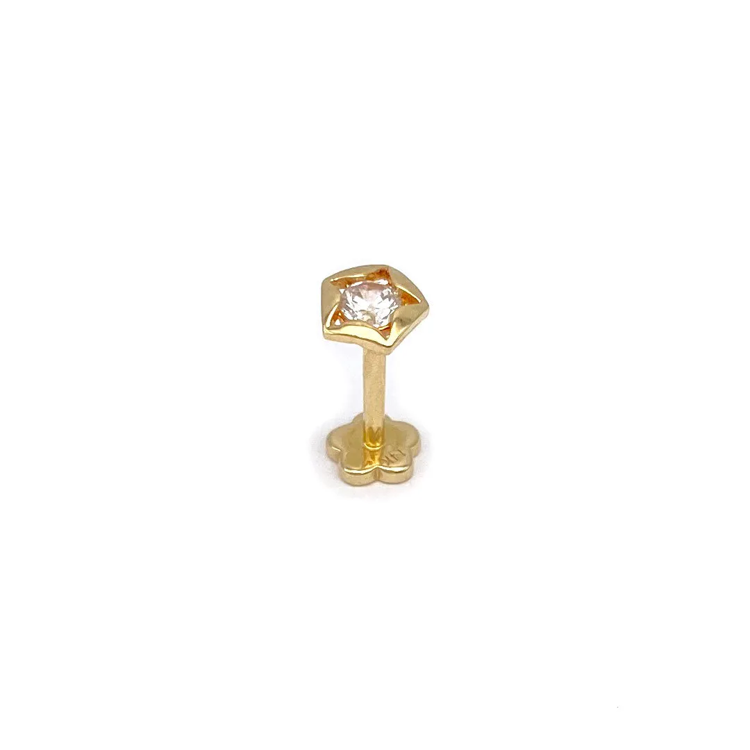 14k CZ Cute Star Internal Threaded Stud