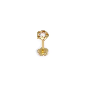 14k CZ Cute Star Internal Threaded Stud
