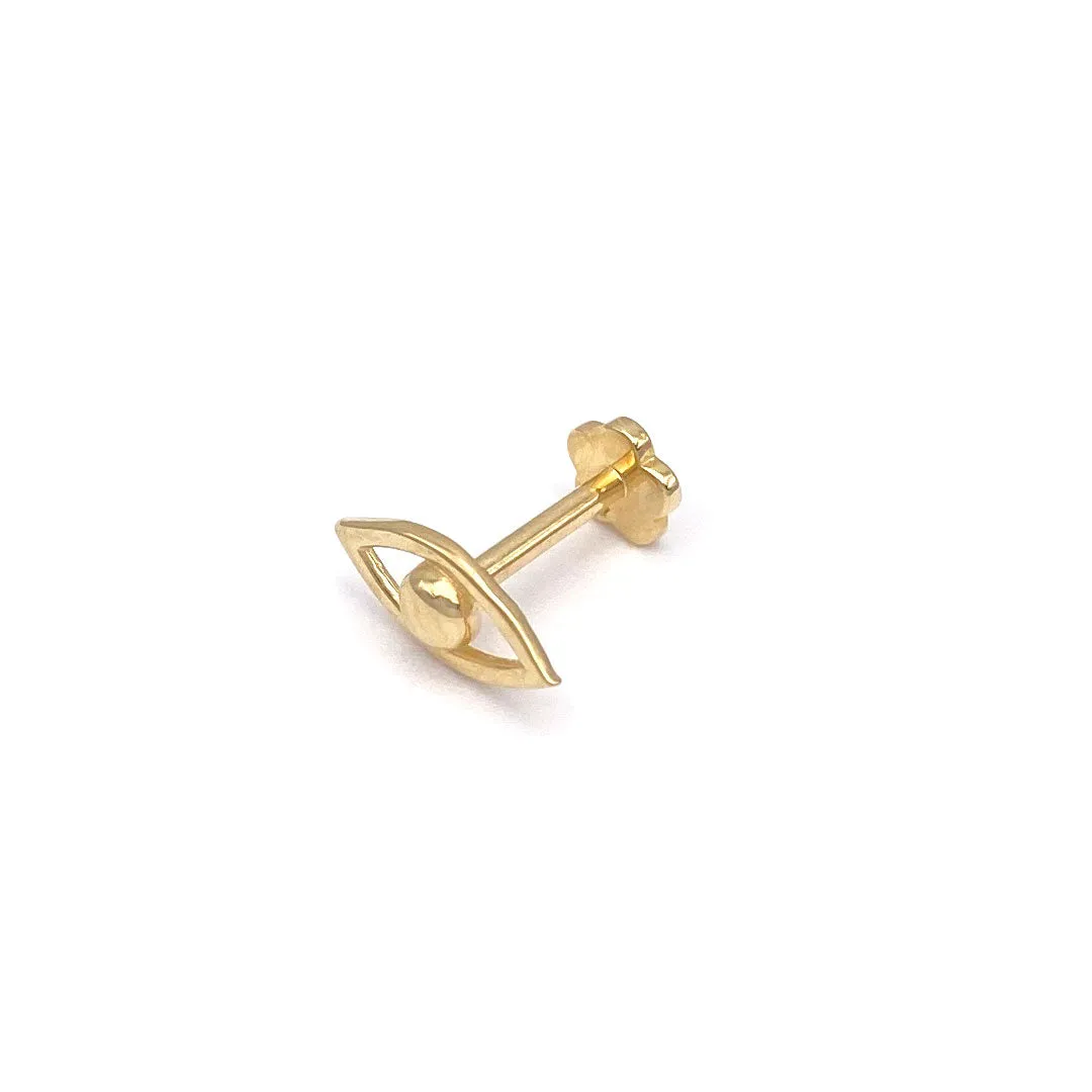 14k Evil Eye Outline Internal Threaded Stud