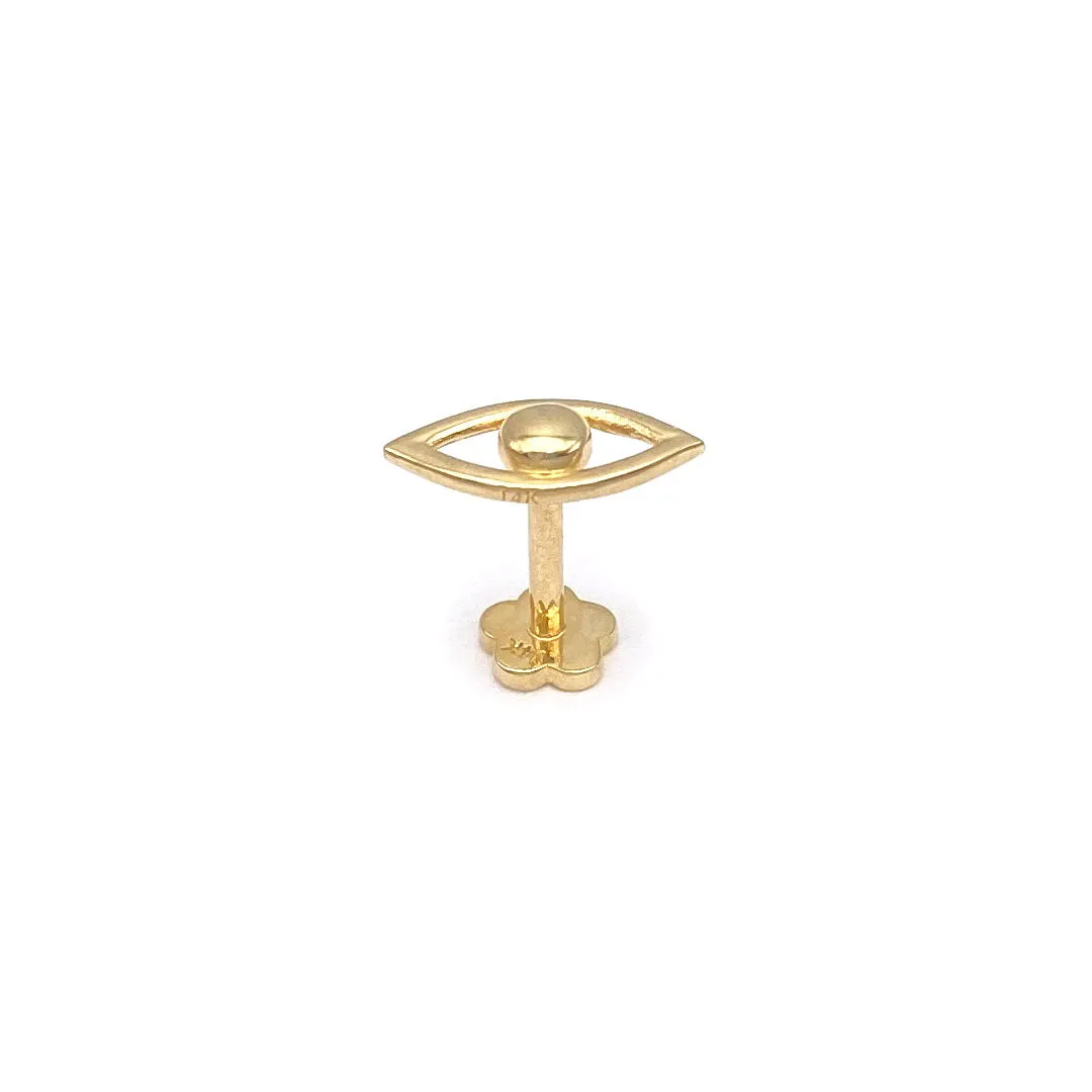 14k Evil Eye Outline Internal Threaded Stud