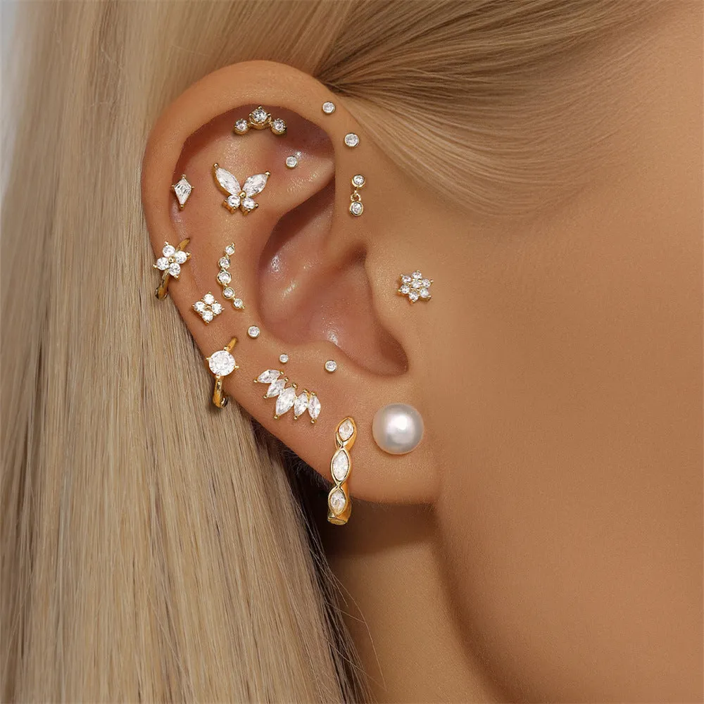14k Gold Big Butterfly Gold Flat Back Earrings