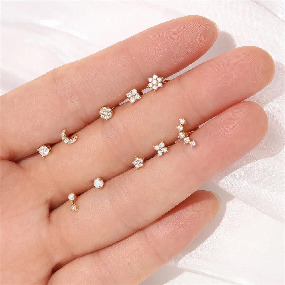 14k Gold Moon Gold Flat Back Earrings