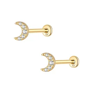 14k Gold Moon Gold Flat Back Earrings
