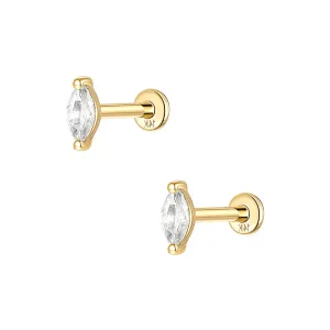 14k Gold Quadruple Gold Flat Back Earrings