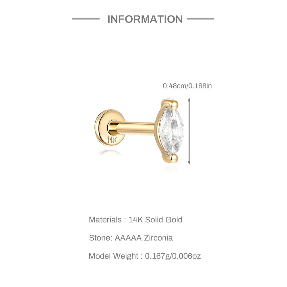 14k Gold Quadruple Gold Flat Back Earrings