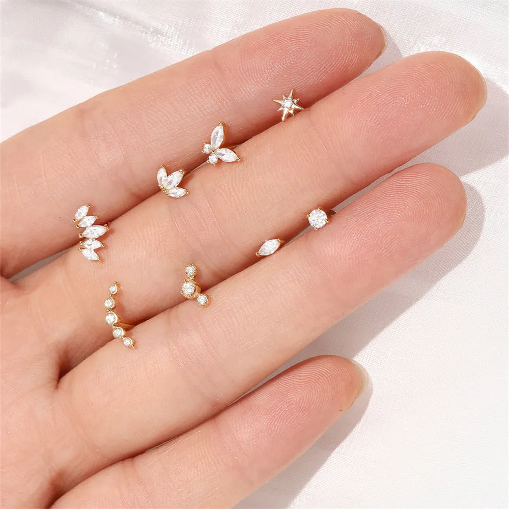 14k Gold Quadruple Gold Flat Back Earrings