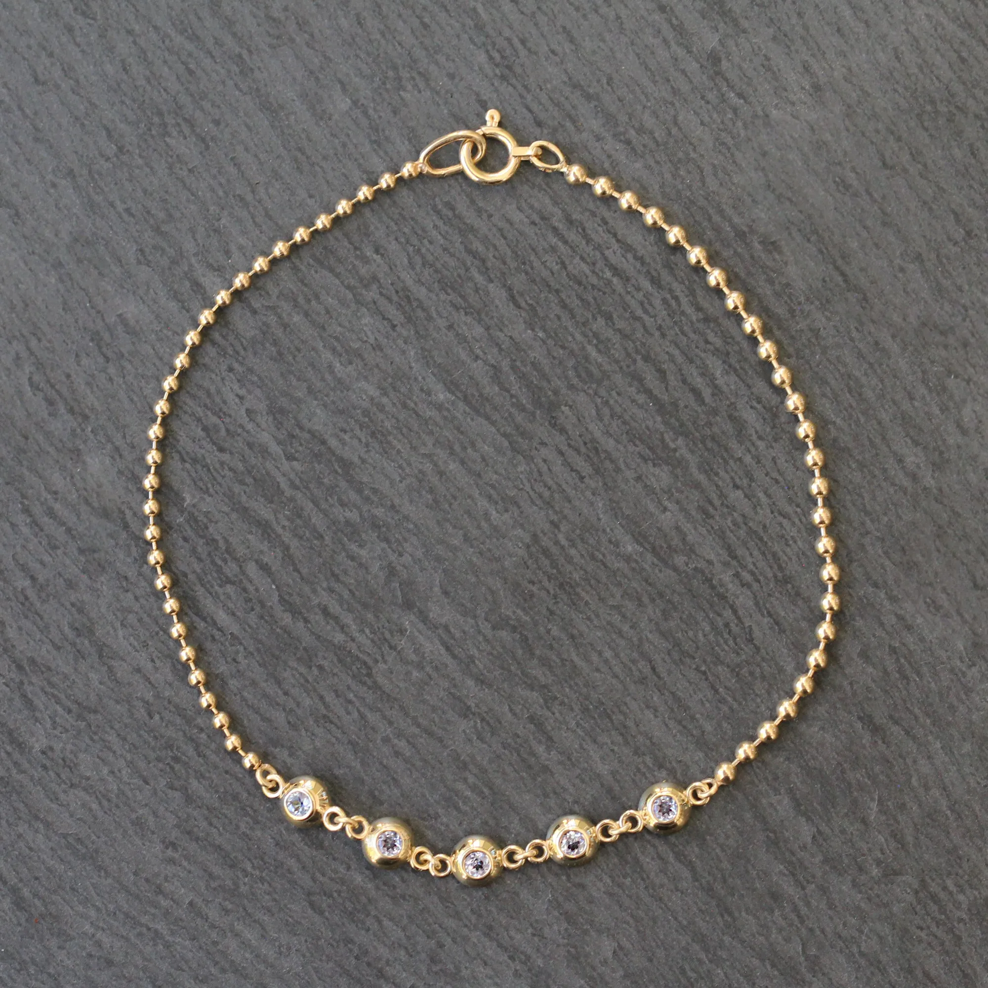 14k Gold   Tanzanite Station Bracelet