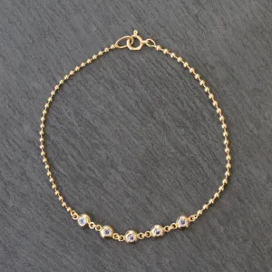 14k Gold   Tanzanite Station Bracelet