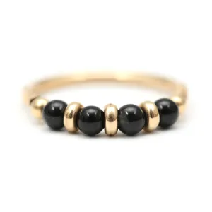 14k Onyx Bead Ring
