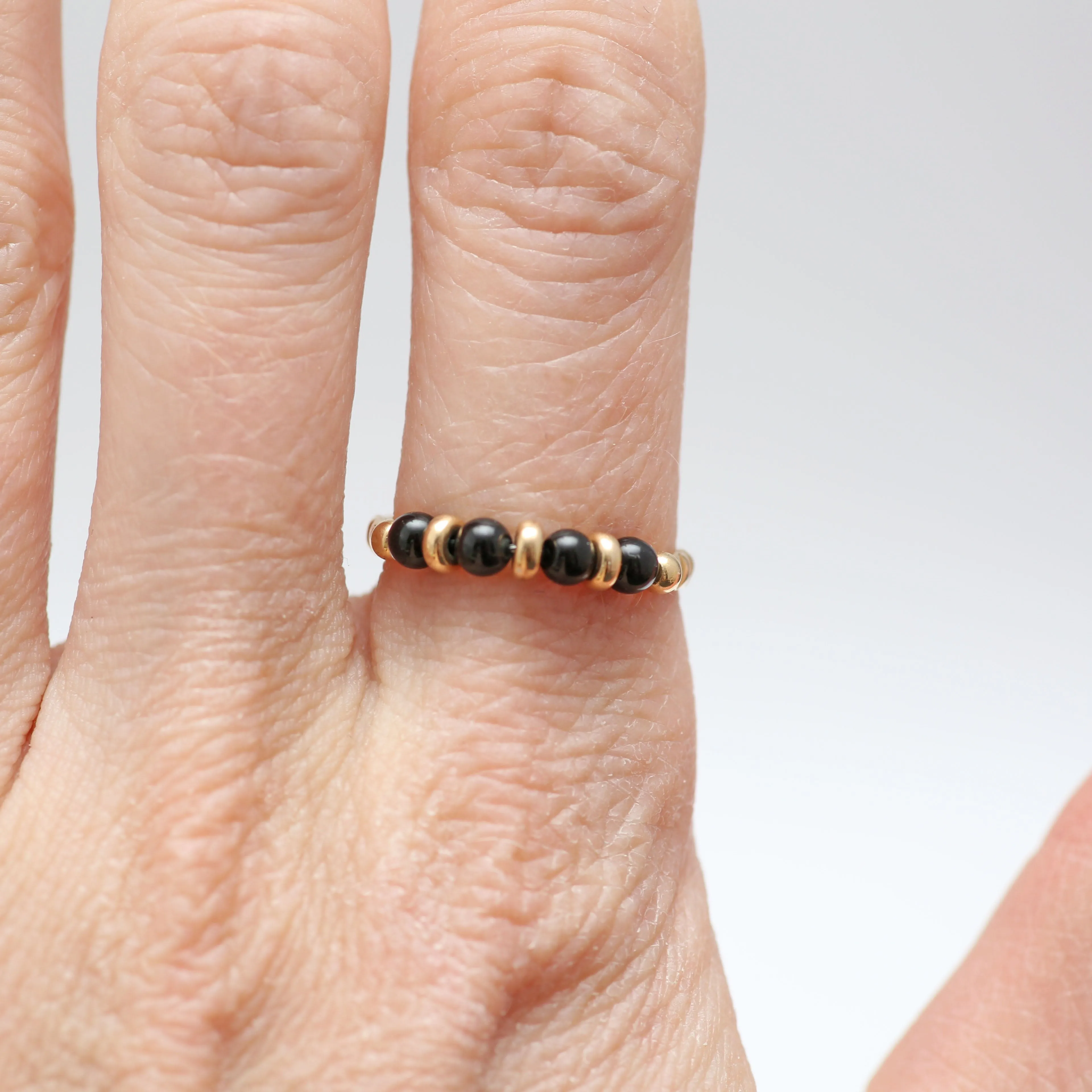 14k Onyx Bead Ring