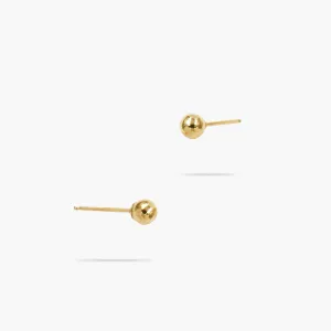 14k Solid Gold 3mm Round Ball Stud Earrings