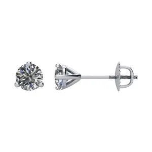14K White 1/3 CT Diamond Stud Earrings