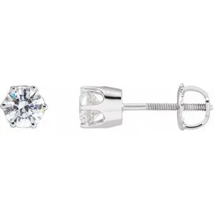 14K White 5 mm Imitation Cubic Zirconia Stud Earrings