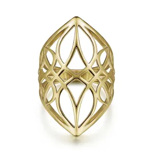 14K Yellow Gold Aztec Cutout Ring Size 6.5