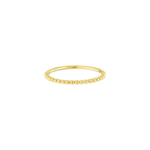 14K Yellow Gold Beaded Stackable Ring