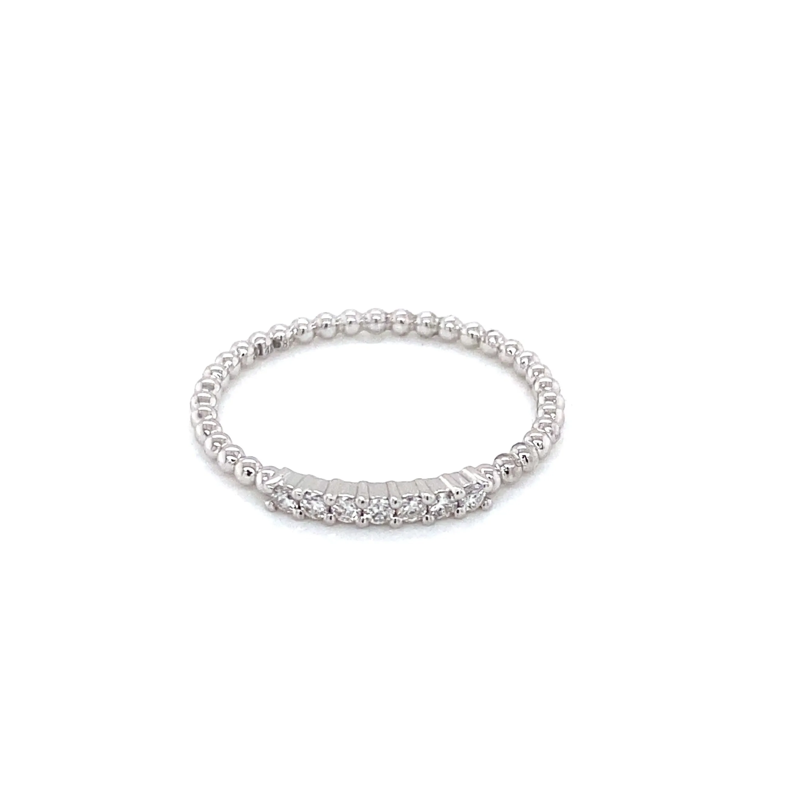 14K Yellow Gold Diamond Top Beaded Ring
