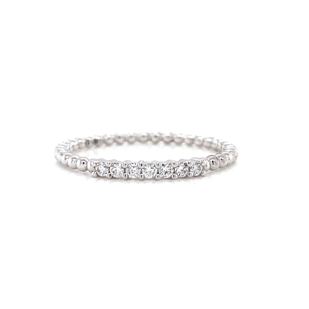 14K Yellow Gold Diamond Top Beaded Ring