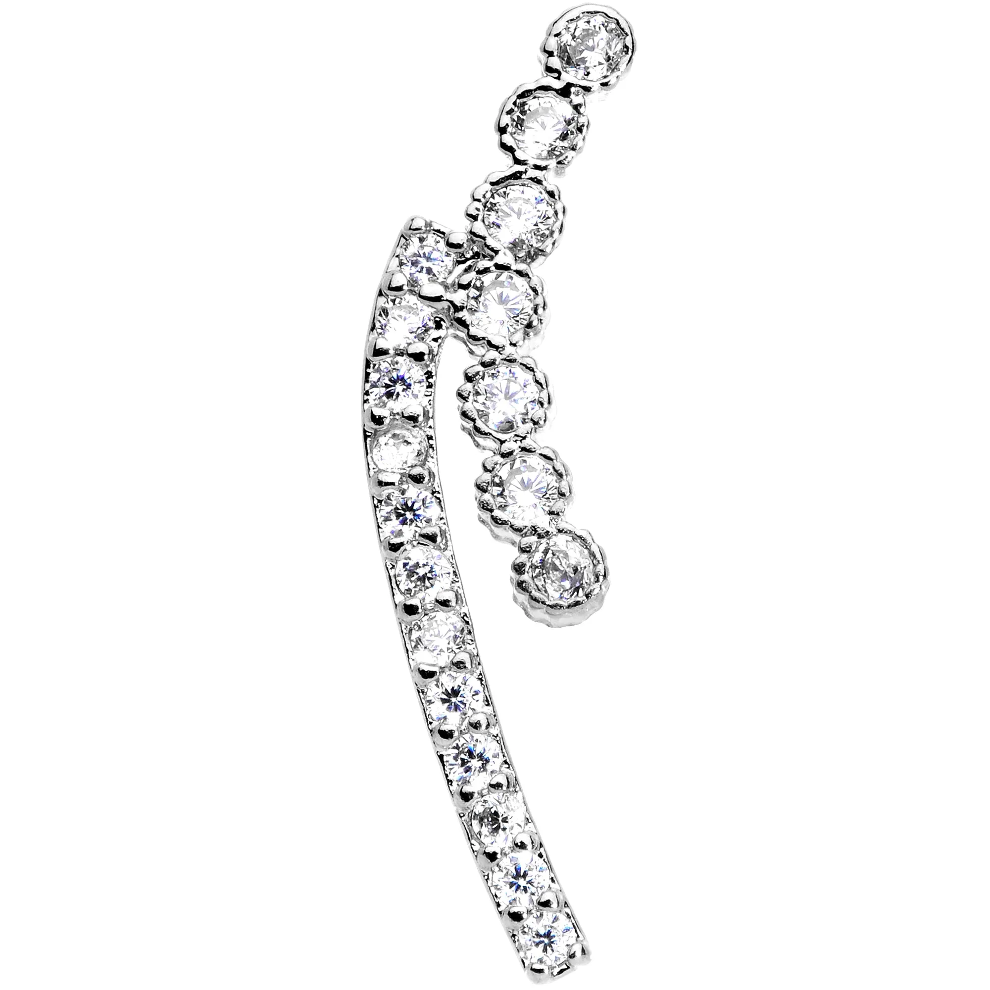 16 Gauge 1/4 Clear CZ Gem Curve Internally Threaded Labret Tragus