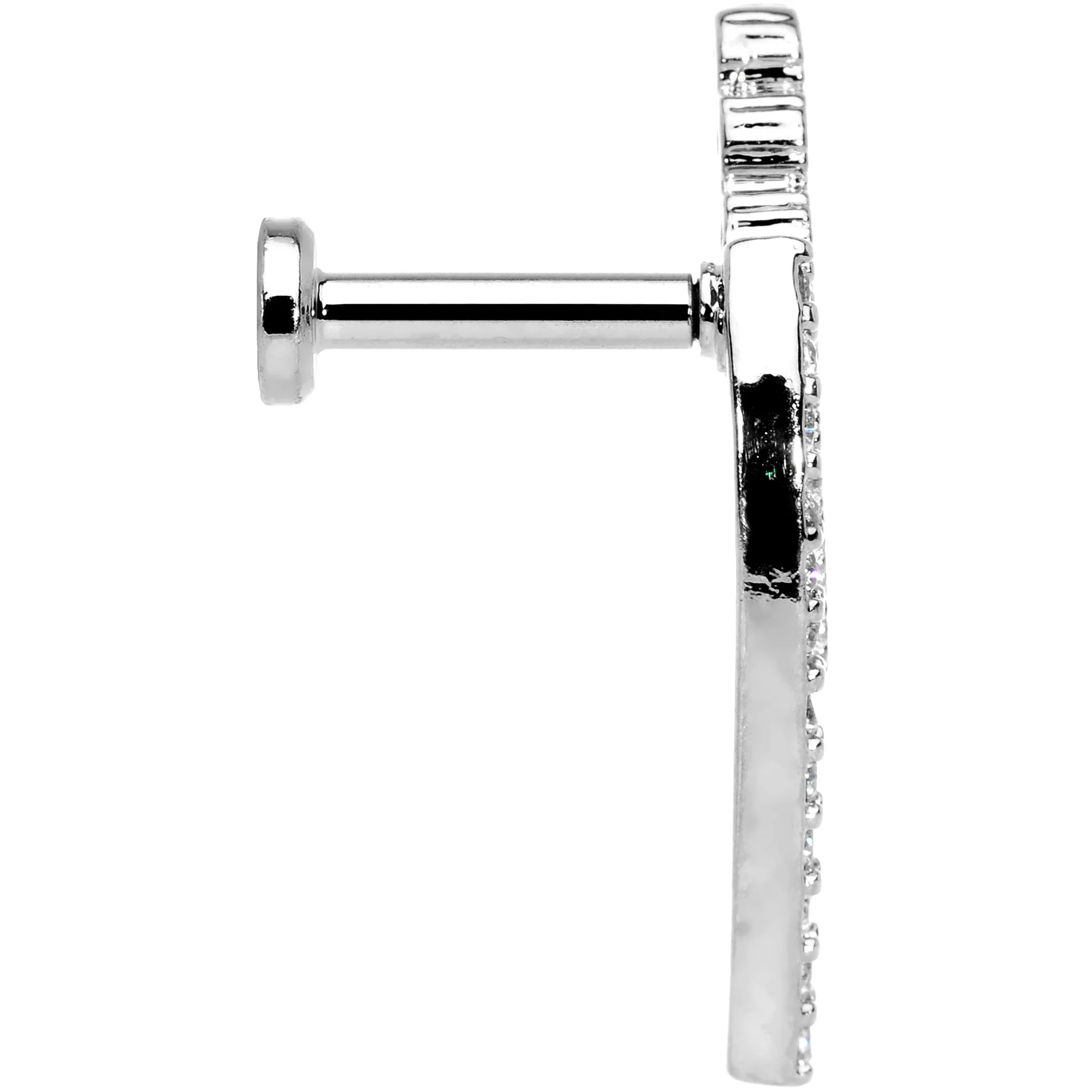 16 Gauge 1/4 Clear CZ Gem Curve Internally Threaded Labret Tragus