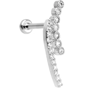 16 Gauge 1/4 Clear CZ Gem Curve Internally Threaded Labret Tragus