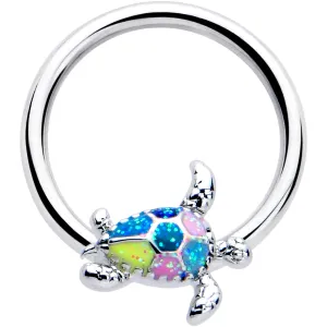 16 Gauge 3/8 Glitter Turtle BCR Captive Ring