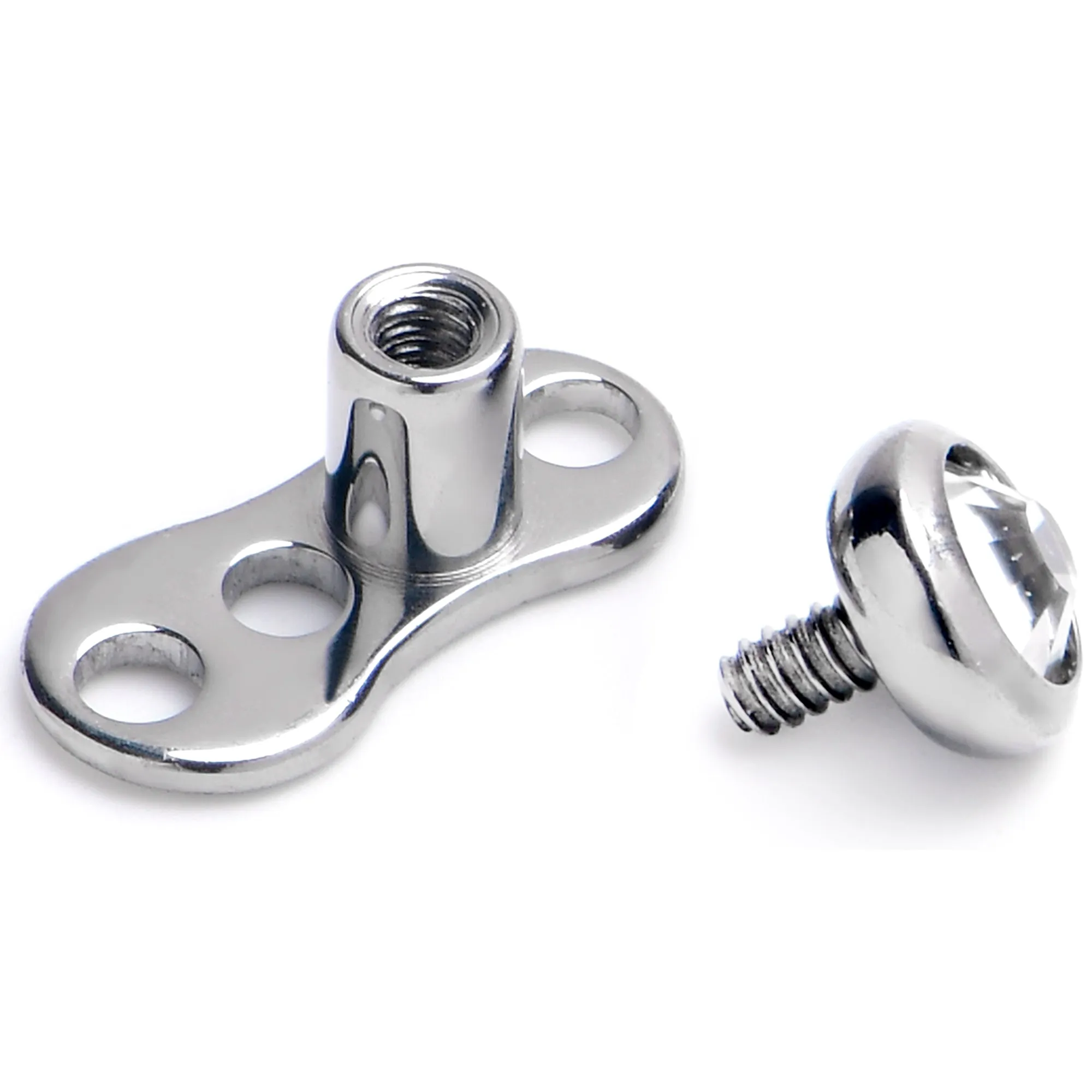 16 Gauge 3mm Gem Bezel Top 3 Hole Dermal Implant Grade Titanium Anchor Base