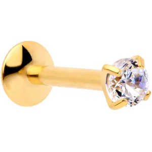 16 Gauge 5/16 3mm CZ Gold Tone G23 Titanium Internal Thread Labret