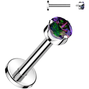 16 Gauge 5/16 3mm Vitrail CZ Round Medical Grade Titanium Flat Back Earring