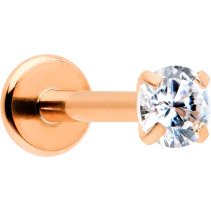 16 Gauge 5/16 Clear Gem Rosy Tone Round Internal Thread Labret Tragus