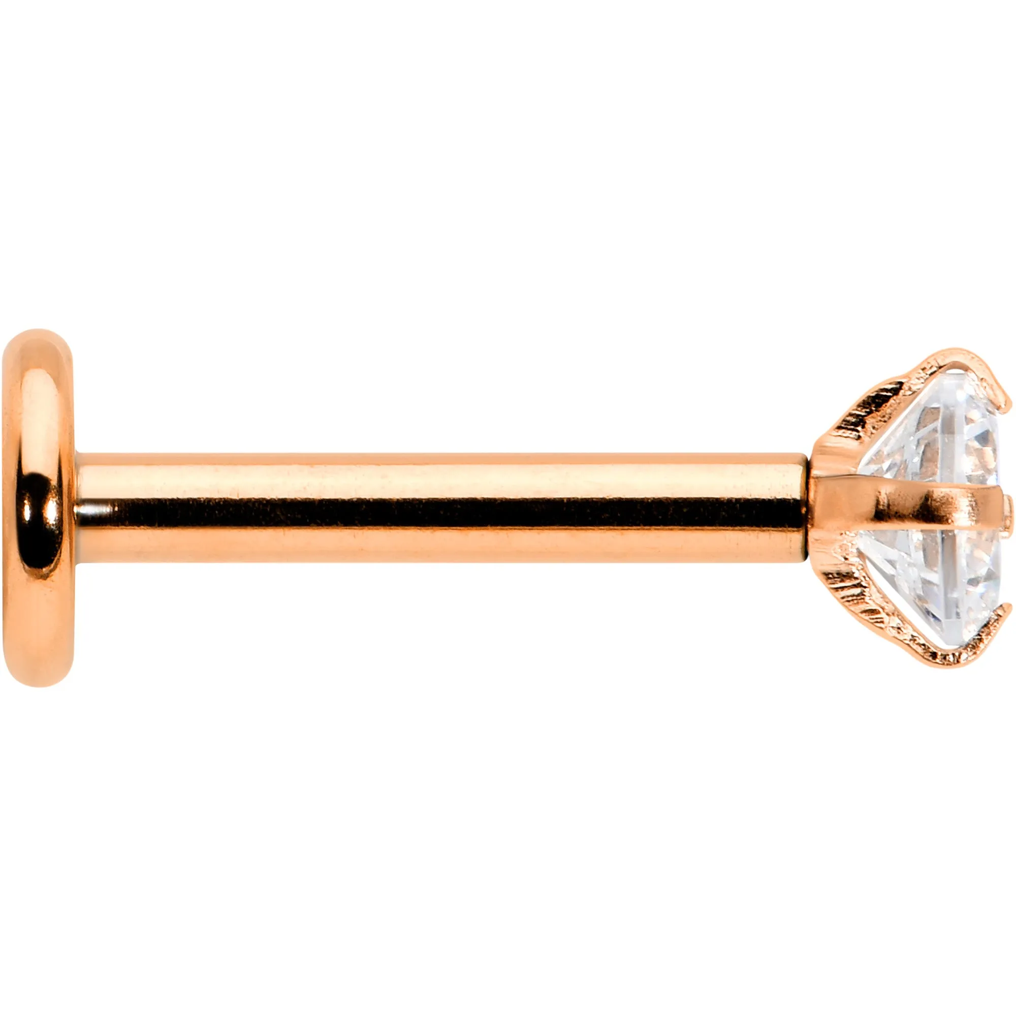 16 Gauge 5/16 Clear Gem Rosy Tone Round Internal Thread Labret Tragus