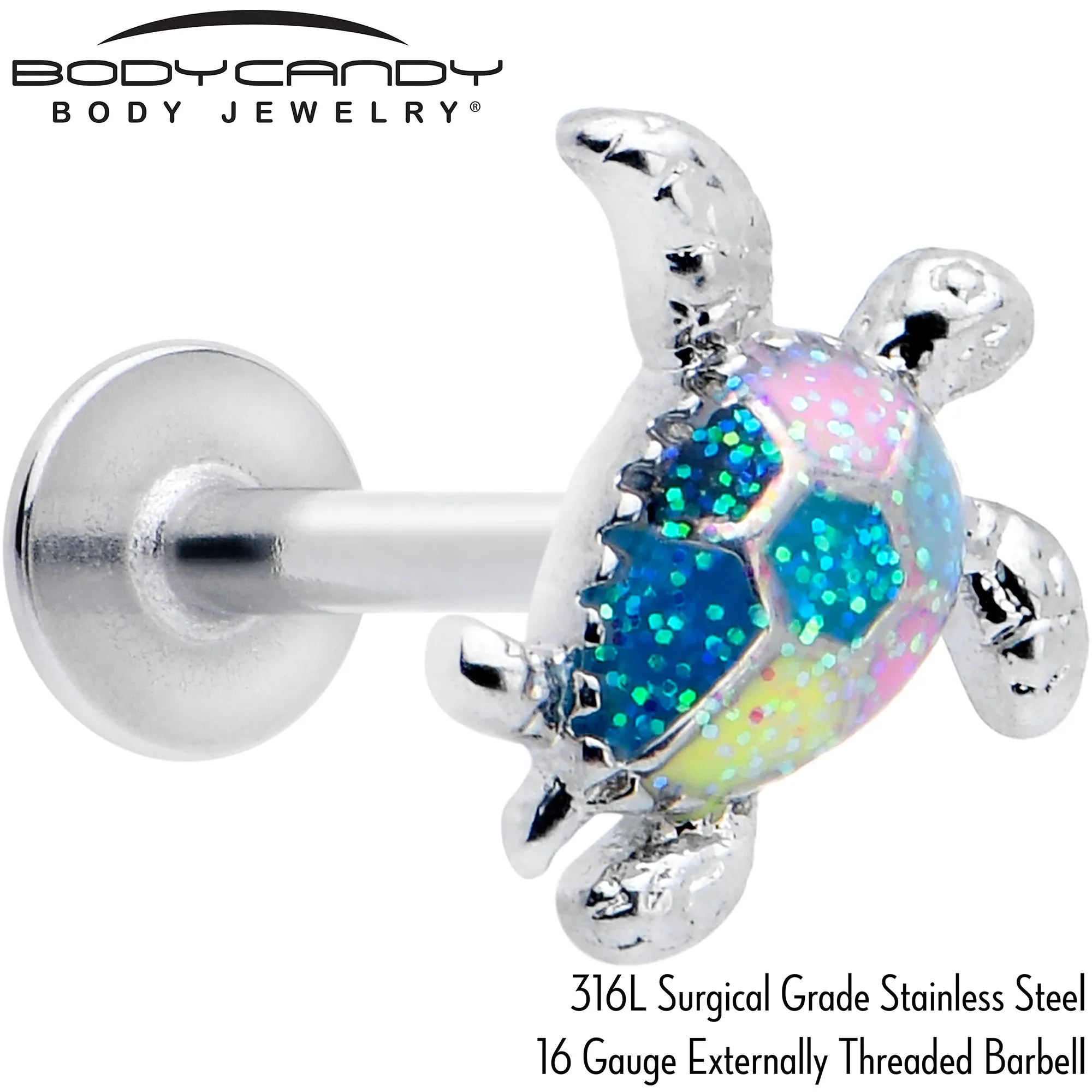16 Gauge 5/16 Glitter Turtle Labret Monroe Tragus