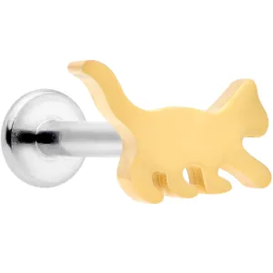 16 Gauge 5/16 Gold Tone Cat Internally Threaded Labret Tragus