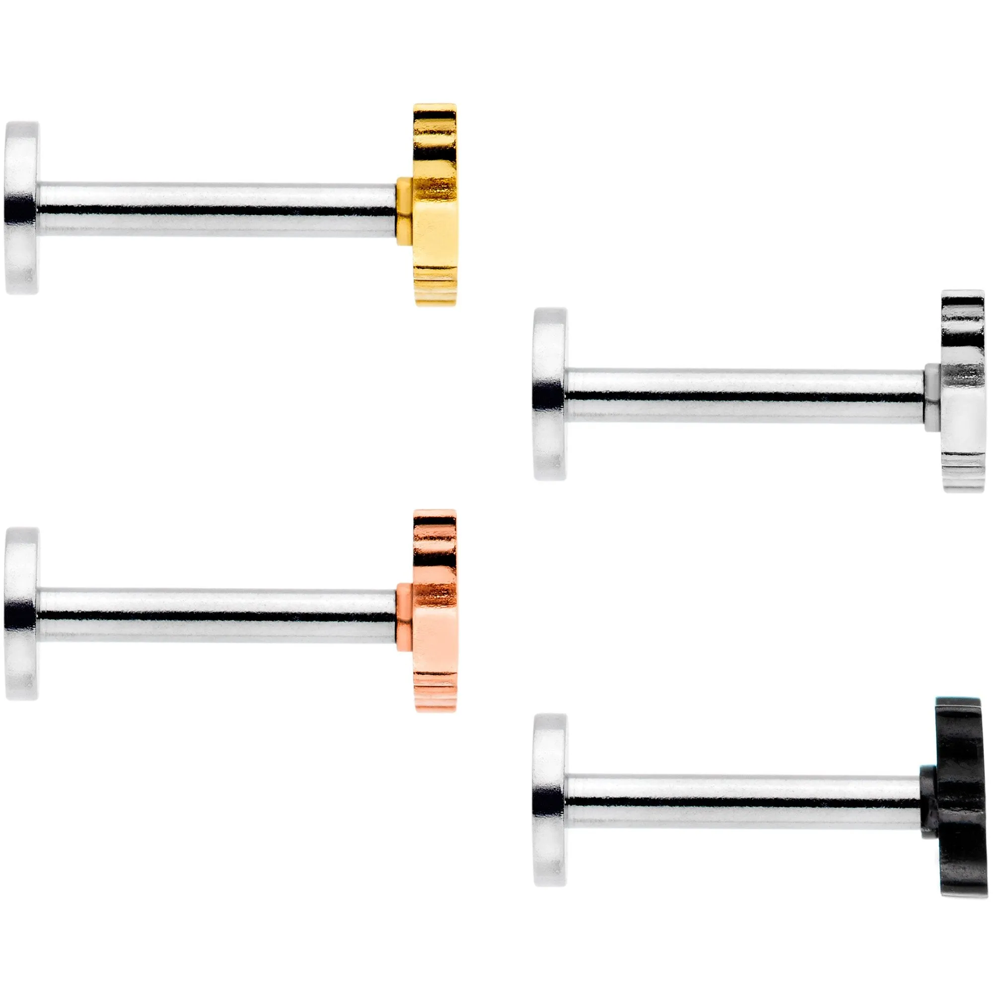 16 Gauge 5/16 Multicolor Internally Threaded Kitty Cat Labret Set of 4