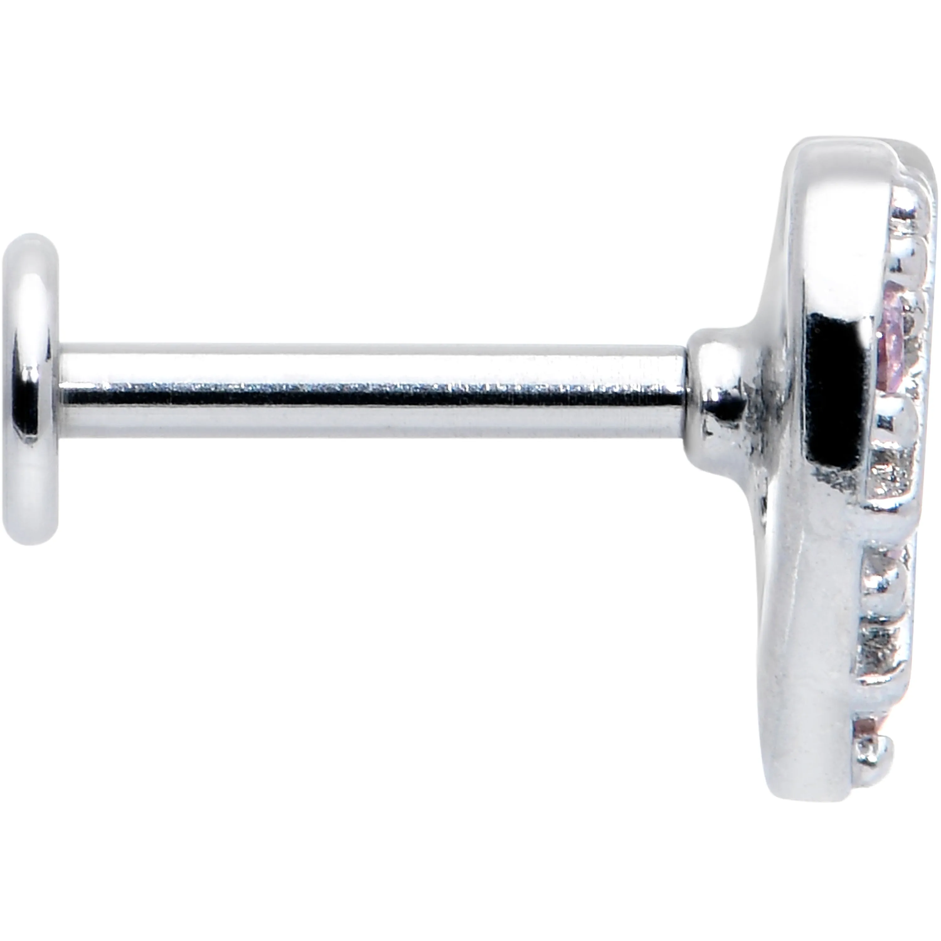 16 Gauge 5/16 Pink CZ Gem Lattice Hear Internally Threaded Labret