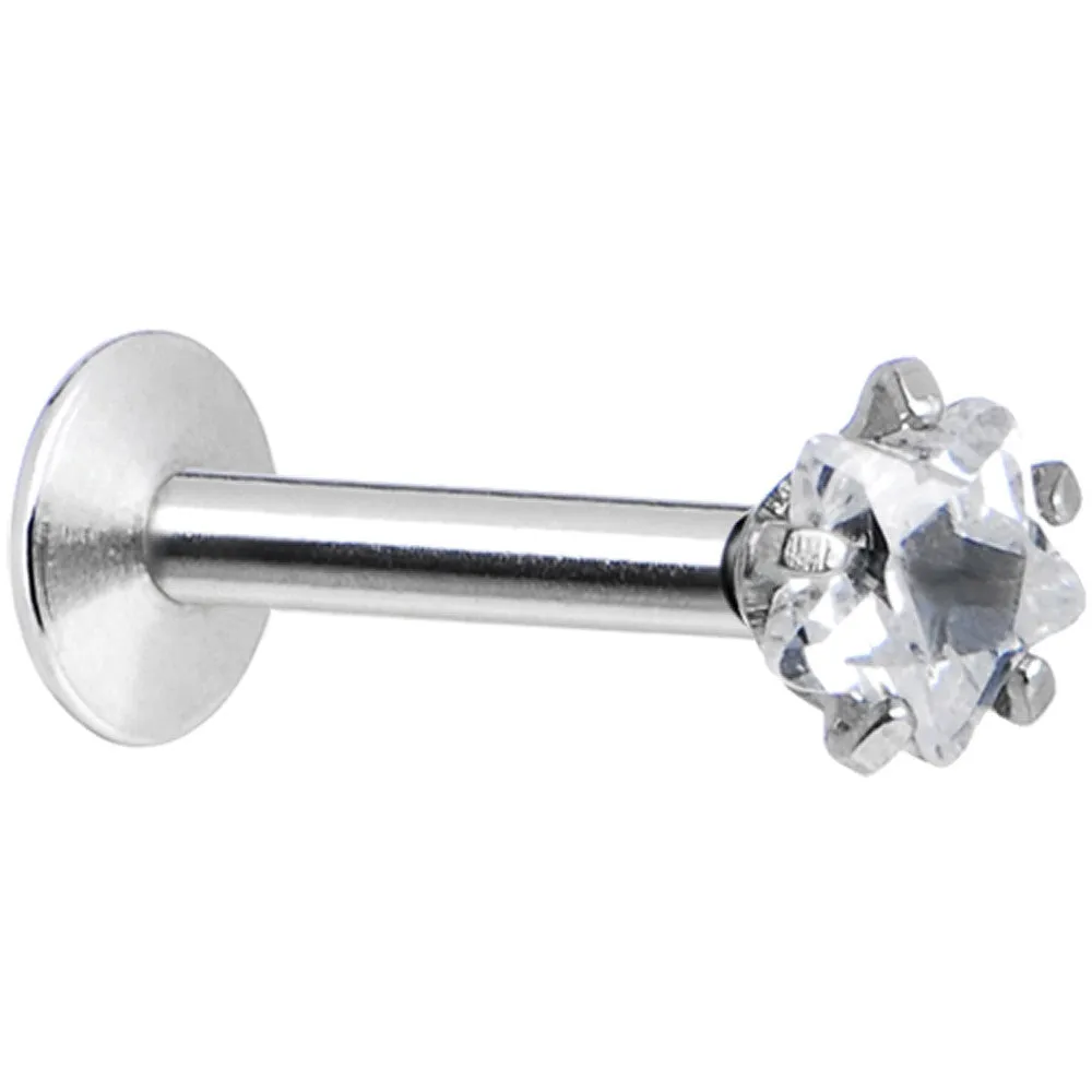 16 Gauge Clear 3mm Star Gem Internally Threaded Labret Monroe Tragus