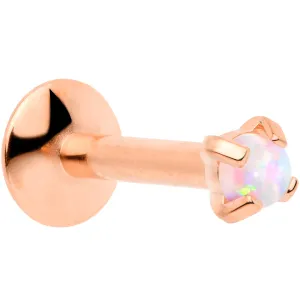16G 1/4 2mm Syn Opal Rose Gold G23 Titanium Internal Thread Labret
