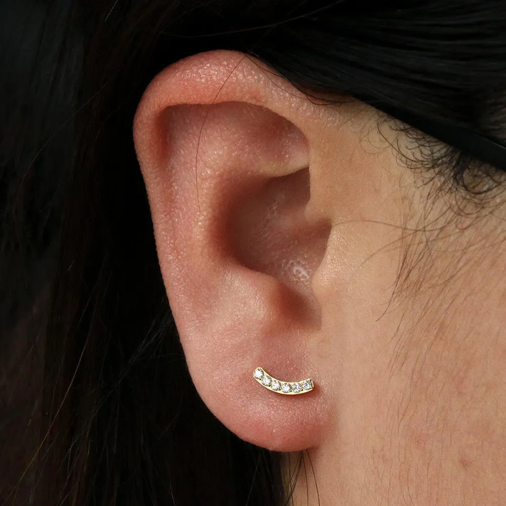 16G 8mm Titanium Internally Threaded CZ Curved Labret
