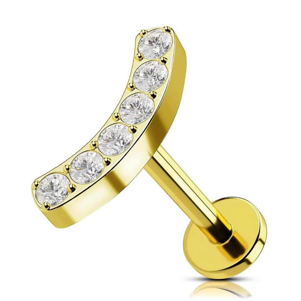 16G 8mm Titanium Internally Threaded CZ Curved Labret