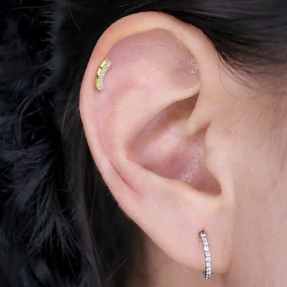 16G 8mm Titanium Internally Threaded CZ Curved Labret