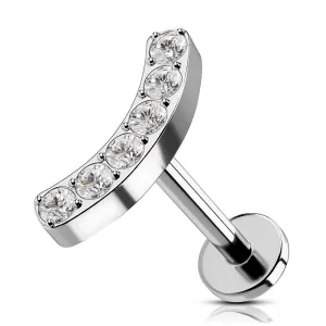 16G 8mm Titanium Internally Threaded CZ Curved Labret